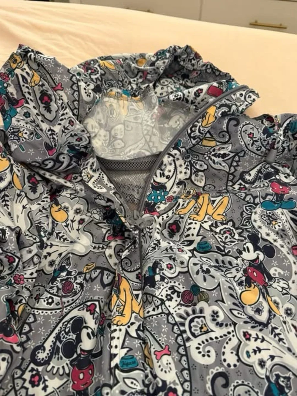 Vera Bradley Gray Paisley Mickey Mouse Hooded Raincoat with Multicolor Accents - Picture 2 of 4